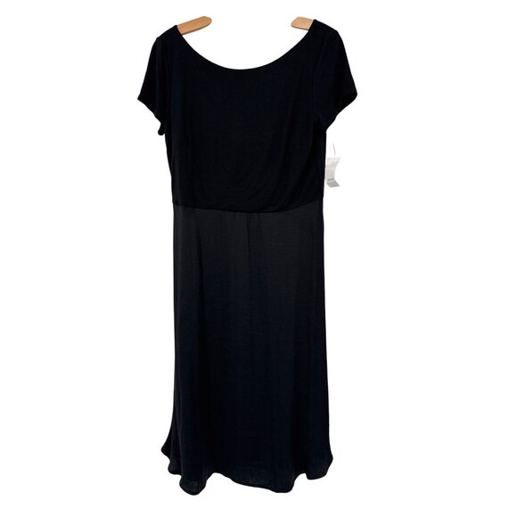 Ann Taylor Loft Black Short Sleeve Midi Dress Size 8 Rayon Blend Womens new - Picture 1 of 5